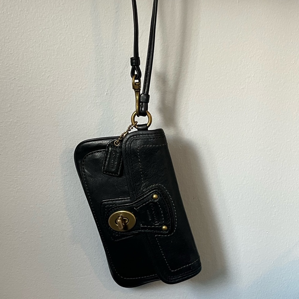 Coach Gigi 65th Ann. Black Leather Turn Lock Wristlet - Coin Wallet Clutch Pouch - Picture 2 of 16